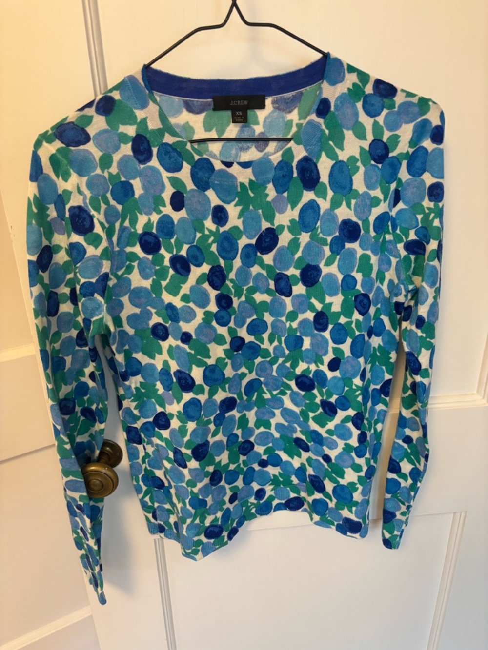J. Crew lightweight sweater in blueberry print